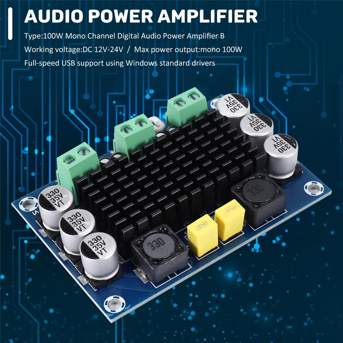 HOT DC 12 V-24 V TPA3116 D2 100 W Mono Kanaal Digitale Audio Eindversterker Board auto