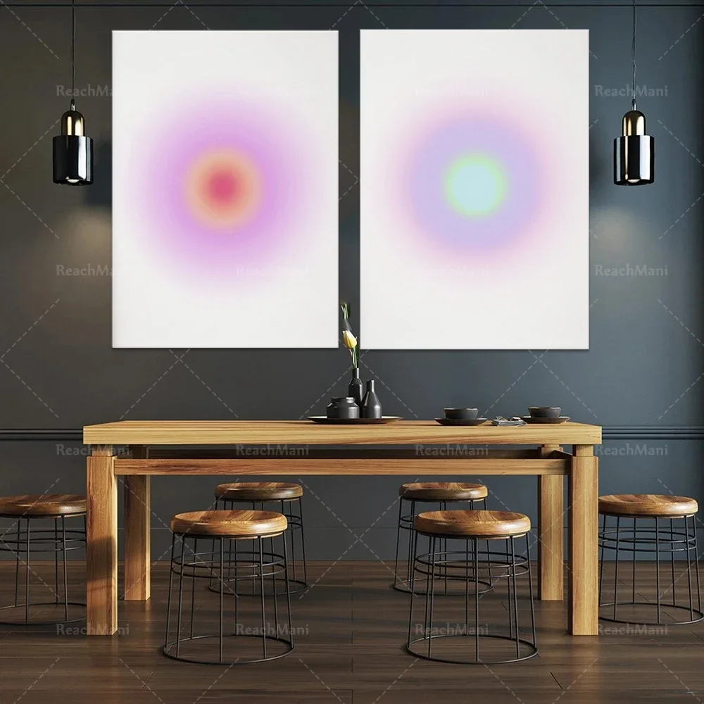 طباعة هالة ناعمة، ملصقات حديثة تدريجية، طباعة فنية جدارية كلاسيكية مخدرة، زخرفة جمالية ناعمة، فن روحاني