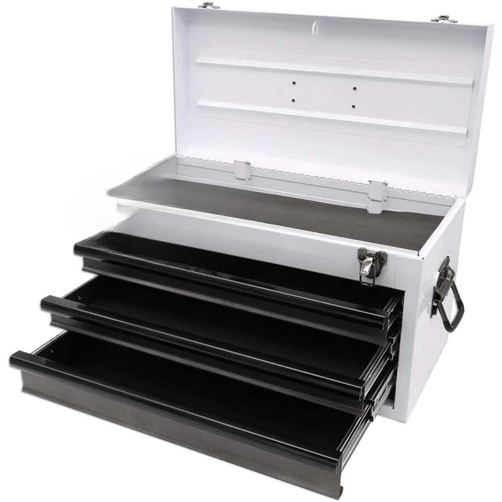 

US USA Hand Carry Tool Box 3-Drawer Heavy Duty Steel Toolbox with Lock System (White)