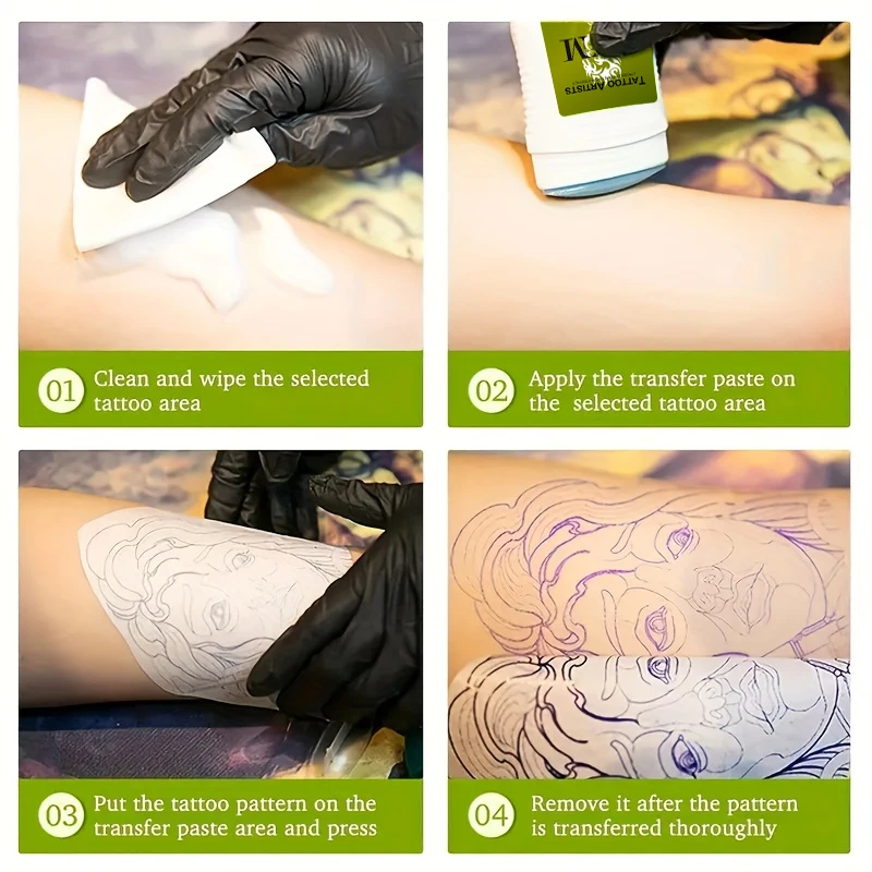 جل كريم نقل الوشم KVM مع مجموعة ورق نقل الوشم، ملحقات آلة نقل الوشم لورق استنسل بحجم A4