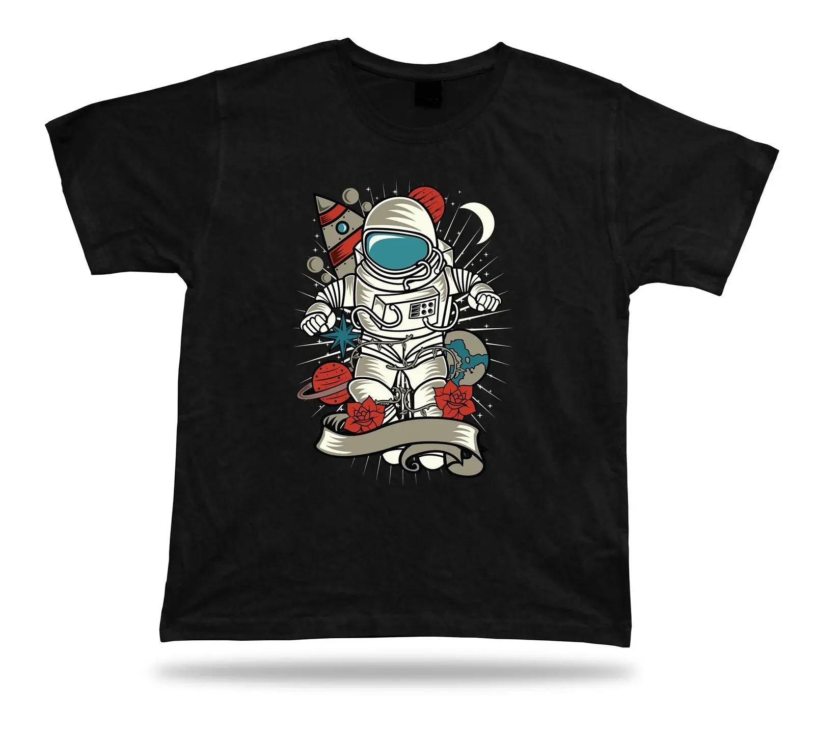 Astronaut Rose Thorns stylish modern t shirt tee design special birthday present