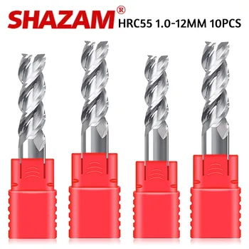 SHAZAM 50.0-75.0MM uzunluk freze kesicisi Tungsten çelik karbür 3-flüt düz frezeler CNC işleme için 10CPS araçları Endmills
