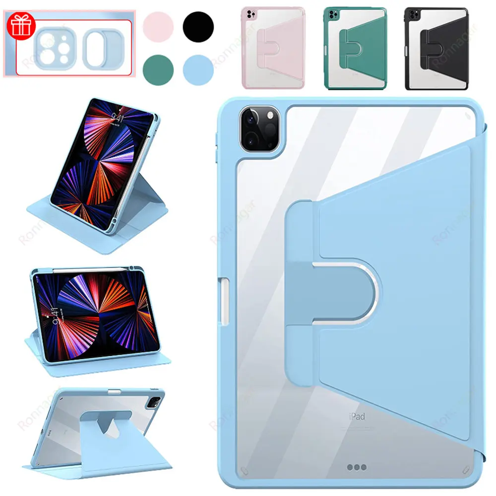 

For iPad Air Case iPad 5th Generation/4th Generation 2022/2020 10.9 Inch Rotating Smart Acrylic Clear Cover with Pencil Holder