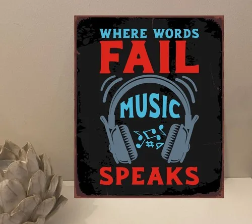 1x Words Fail Music Quote Metal Plaque Sign Gift House Novelty (mt241) --Tin Sign