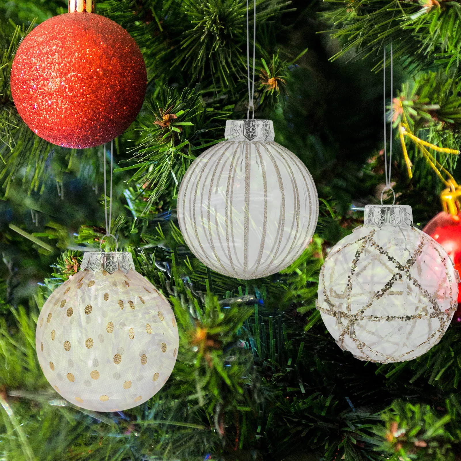 

6pcs Christmas Hanging Balls Xmas Tree Ornaments Holiday Party Decorations Set Ball Christmas Ornaments Plastic Ball Decorations