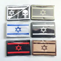 1pcs Embroidery Israel Flag Brassard Tactical Patch Cloth Punisher Armband Army Hook And Loop Emblem Morale Combat Badge