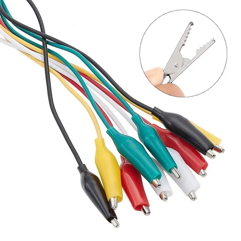10Pcs Double-ended Alligator Clips Mixed Colors Insulated Test Leads Alligator Clip Welding Stamping Electrical Clips