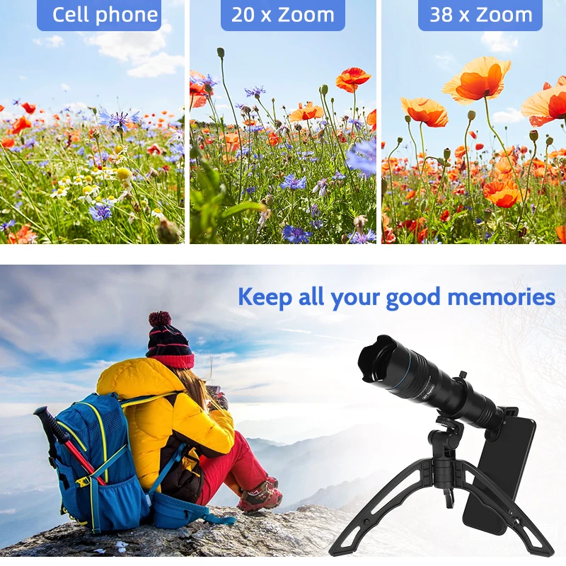 APEXEL Optic Phone Mobile Camera Lens 36X Telephoto Telescope Lens Monocular + Selfie Tripod For Iphone Huawei All Smartphones