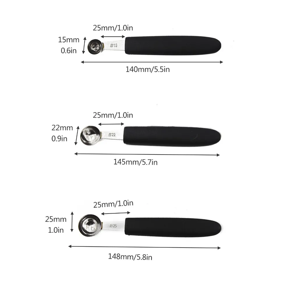 7 PCS Stainless Steel Melon Baller Set Rubber Handle Smooth Round Fruit Scooper Tool Easy Grip Various Shapes Watermelon Scooper