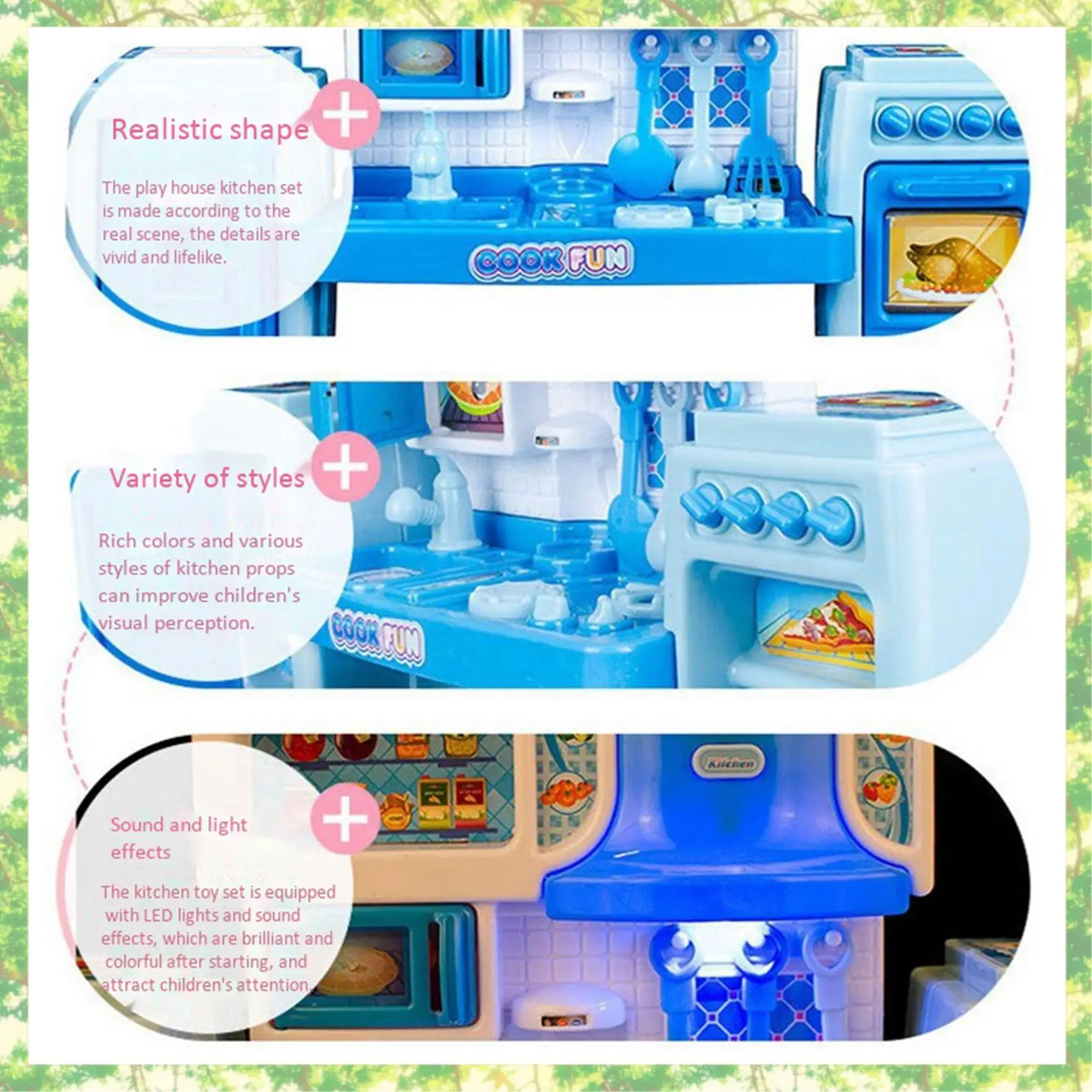 Eco-Friendly-24X Conjunto de Cozinha Música Pretend Acessórios Conjunto de Cozinha Jogo de Cozinha Conjunto de Utensílios de Cozinha para Crianças - P