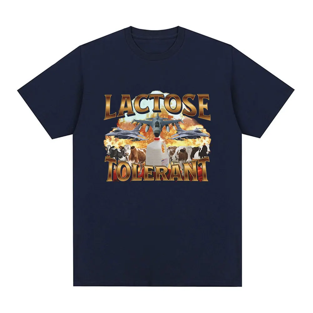 Lactose Tolerant Funny Meme Graphic T-Shirt Men Women Vintage Fashion Short Sleeve T-shirts Cotton Casual Cozy Oversized T Shirt