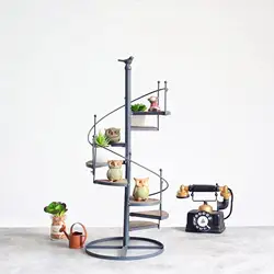 Rotating Ladder Design Spiral Plant Stand Iron Flower Pot Holder Shelf Space Saving Flower Pot Rack Display Home Garden Decor