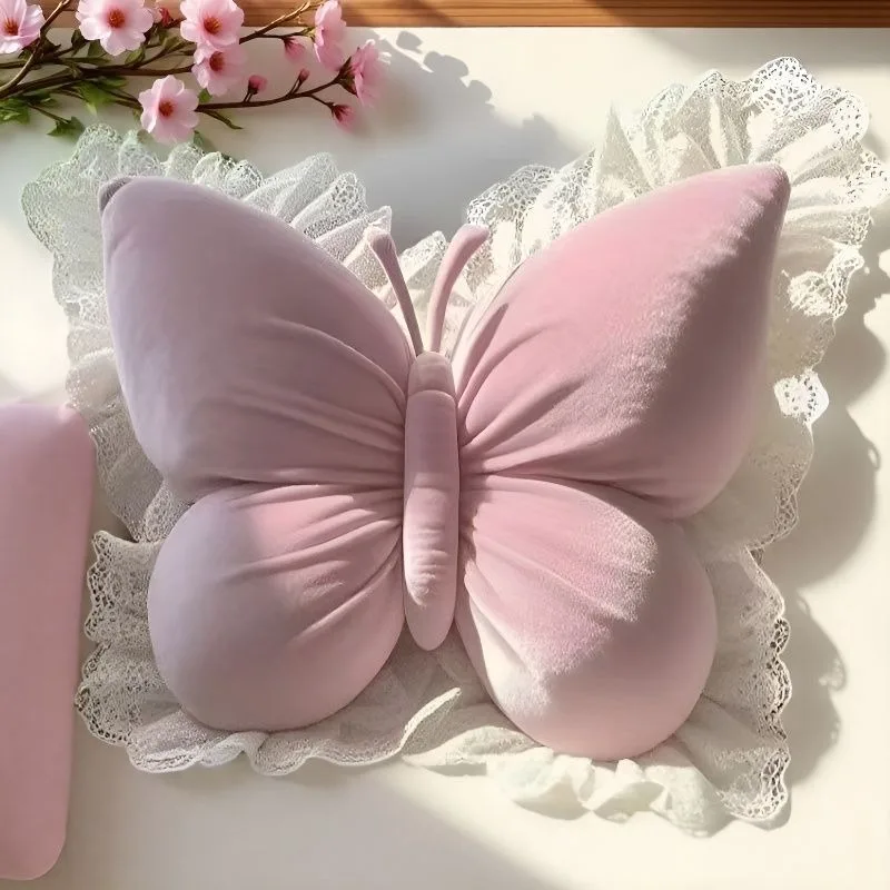 

New Princess Ins Butterfly Office Cushion Bedroom Lace Car Sofa Cushion Bed Home Extra Large