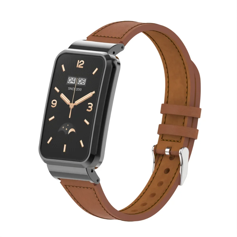 Leather Strap + Metal Case For Xiaomi Mi Band 7 Pro Bracelet Correa High-end Adjustable Replacement Wristband For Mi Band 7 Pro
