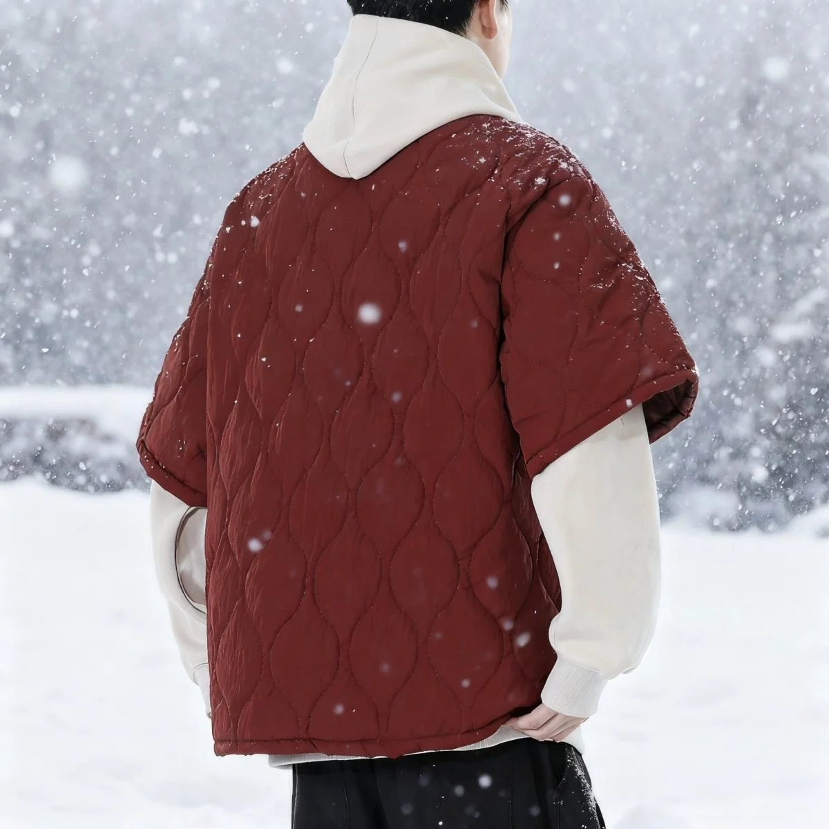 النمط الصيني الجديد ملابس العمل القطن وسادة مبطنة الرجعية الرجال نمط القرع فضفاضة قصيرة الأكمام سترات الشتاء للجنسين المعاطف الدافئة #2