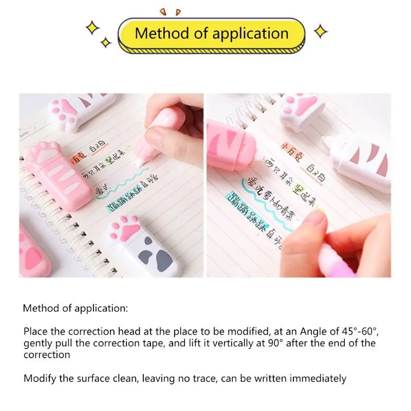 Корректирующая лента с героями мультфильмов, маленькая белая лента-ластик, белая корректирующая лента, быстросохнущая для и