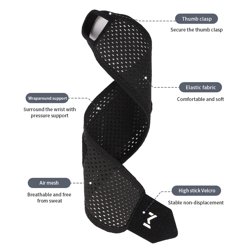 2pcs Adjustable Wrist Strap Sports Wrist Support Brace Black Weightlifting Wristband For Men & Women Badminton Tennis Gym