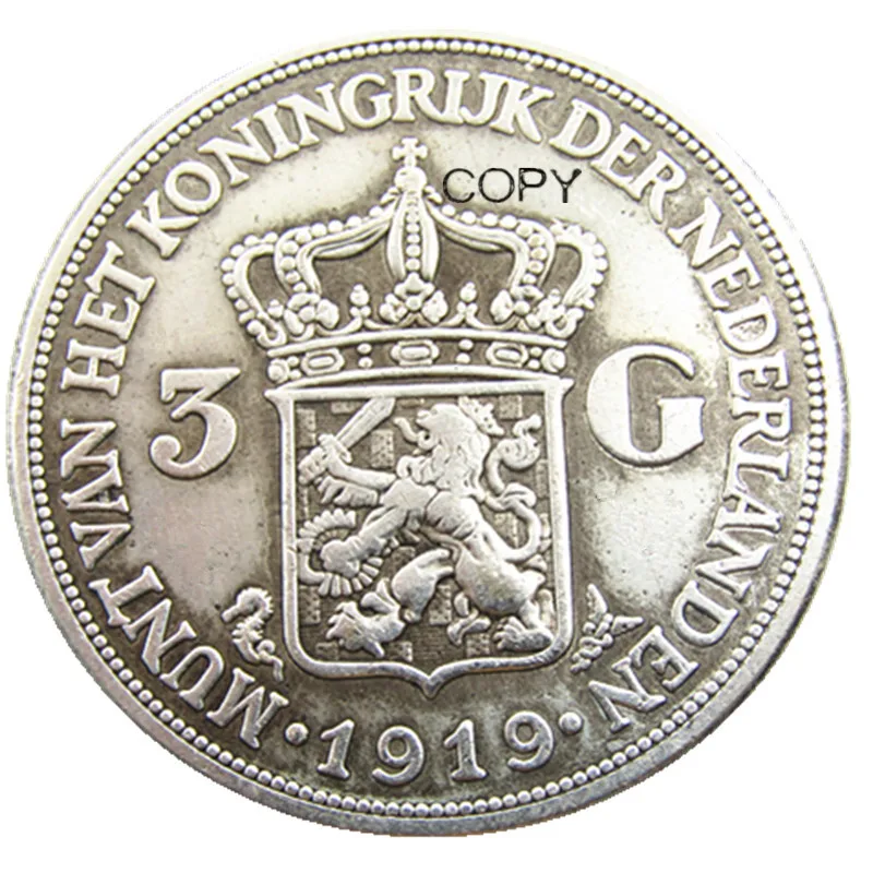 90% Silver Netherlands,1919 3 Gulden Wilhelmina I Copy Coin (Diameter 38mm)