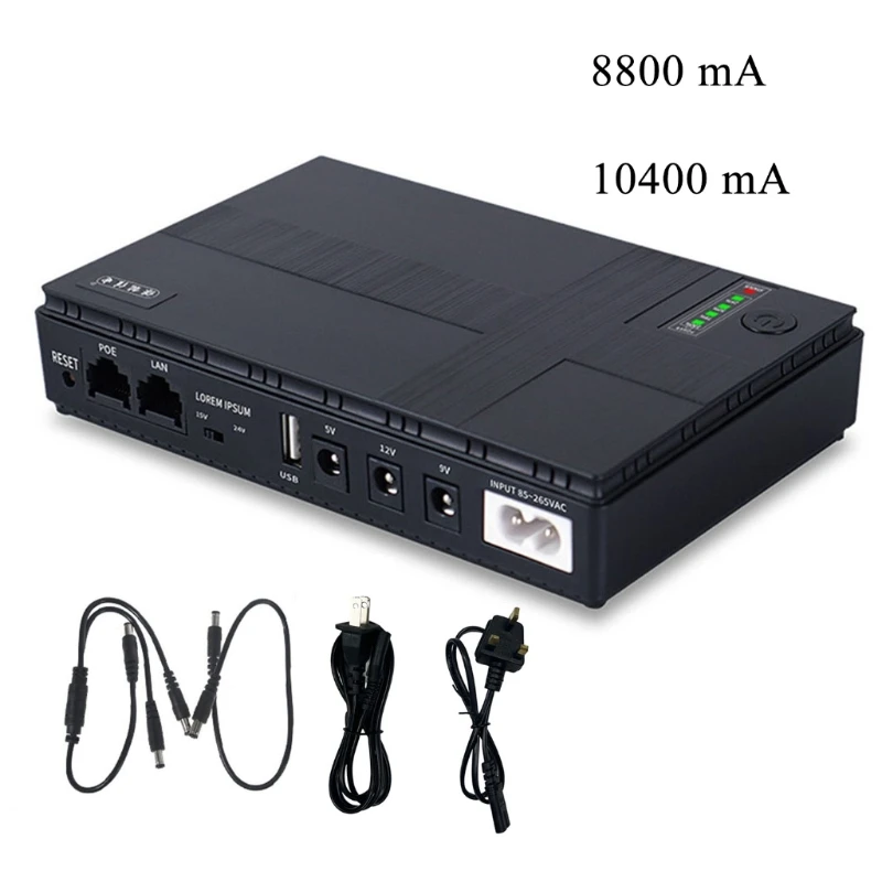 

1Set 8800/10400mAh UPS 18W 5V 9V 12V Uninterruptible Power Supply Backup For Wifi Cameras Router LED Light Strip Modems