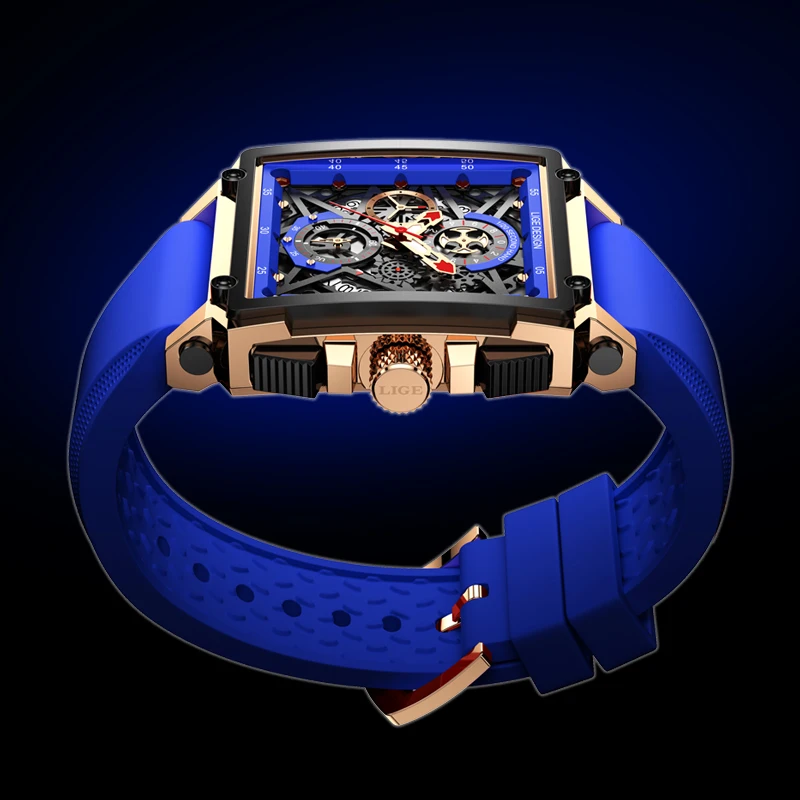 LIGE 패션 스포츠 남자 시계 실리콘 스트랩 군사 남성 시계 방수 빛나는 달력 크로노 그래프 쿼츠 시계 남성용