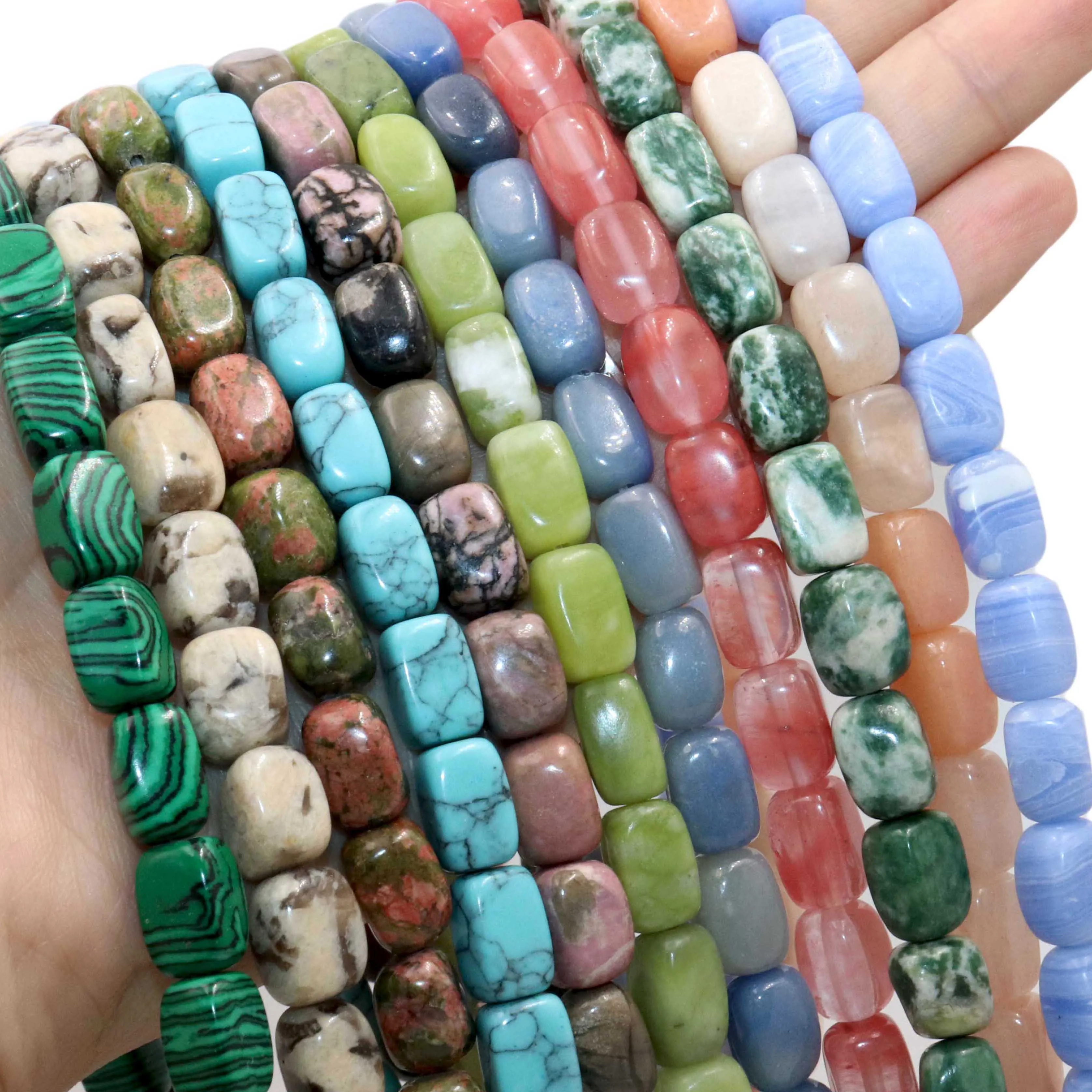 

Natural Stone Turquoises Agates Amazonite Lapis Lazuli Rectangle Loose Spacer for Jewelry Making DIY Bracelet Necklace Materials