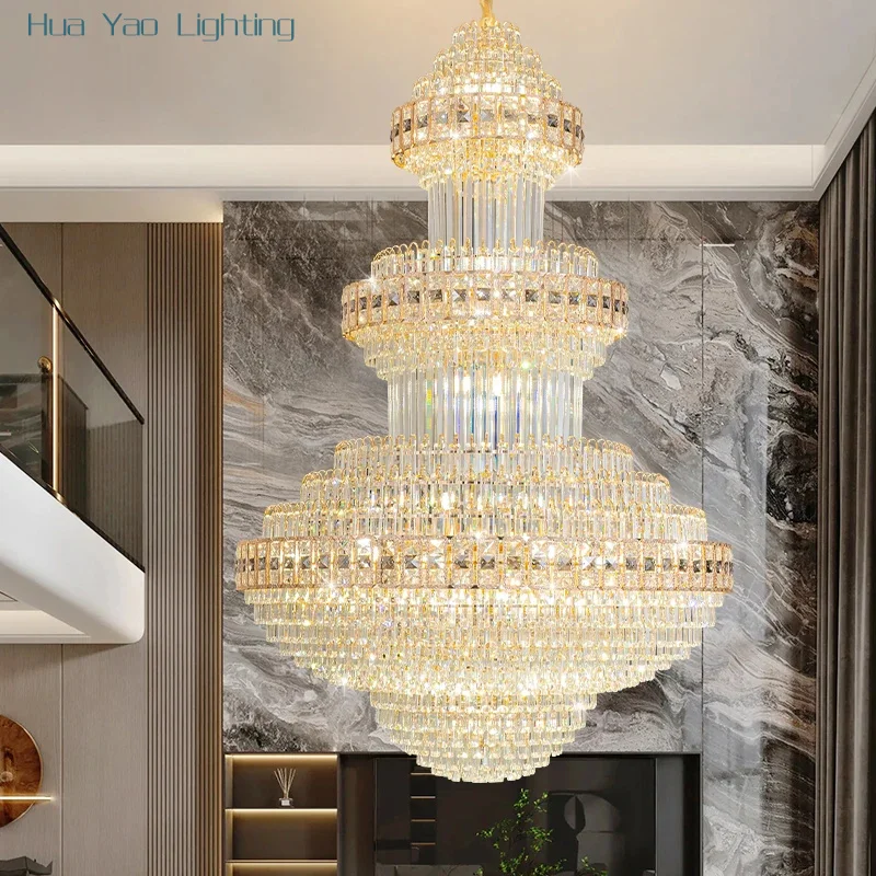 Duplex Villas Luxury Loft Living Rooms, Crystal Chandeliers Modern Light Luxury Hotels, Lobbies, Sales Offices Lighting Fixtures