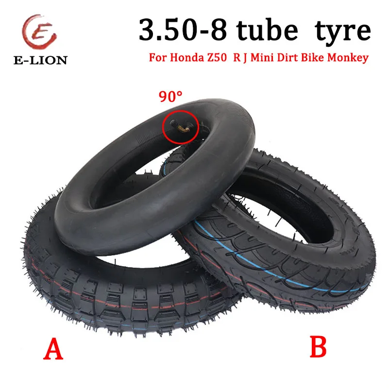 3.50-8 road tire with curved valve inner tube for Honda Z50  R J Mini Dirt Bike Monkey  Parts