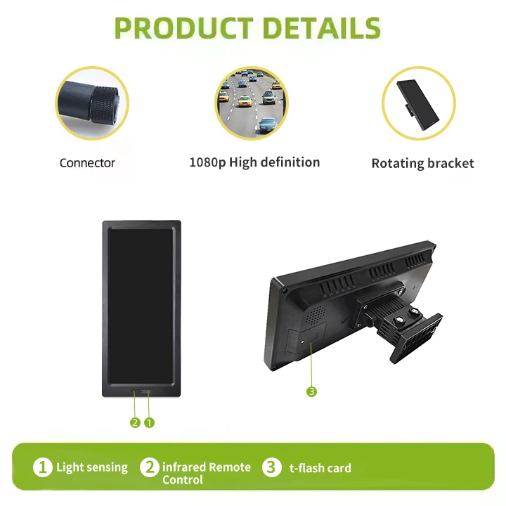 12.3 Inch Electric Truck mo Display System with Rearview IPS LCD Screen Backup cam Remote Control Function