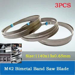 3PCS M42 Bi Metal Band Saw Blade HSS 1140 Bandsaw Blades 1140mm 13x0.65 mm 8/12TPI M42 Bimetal Metal Cutting Bimetallic