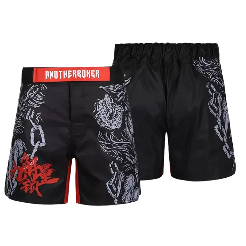 Cage Fight MMA Shorts mit Bären- und Tiermotiv Muay Thai Kickboxing Hosen für Männer und Frauen mit Elastischem Bund Kampfsport Grappling Trainingshosen