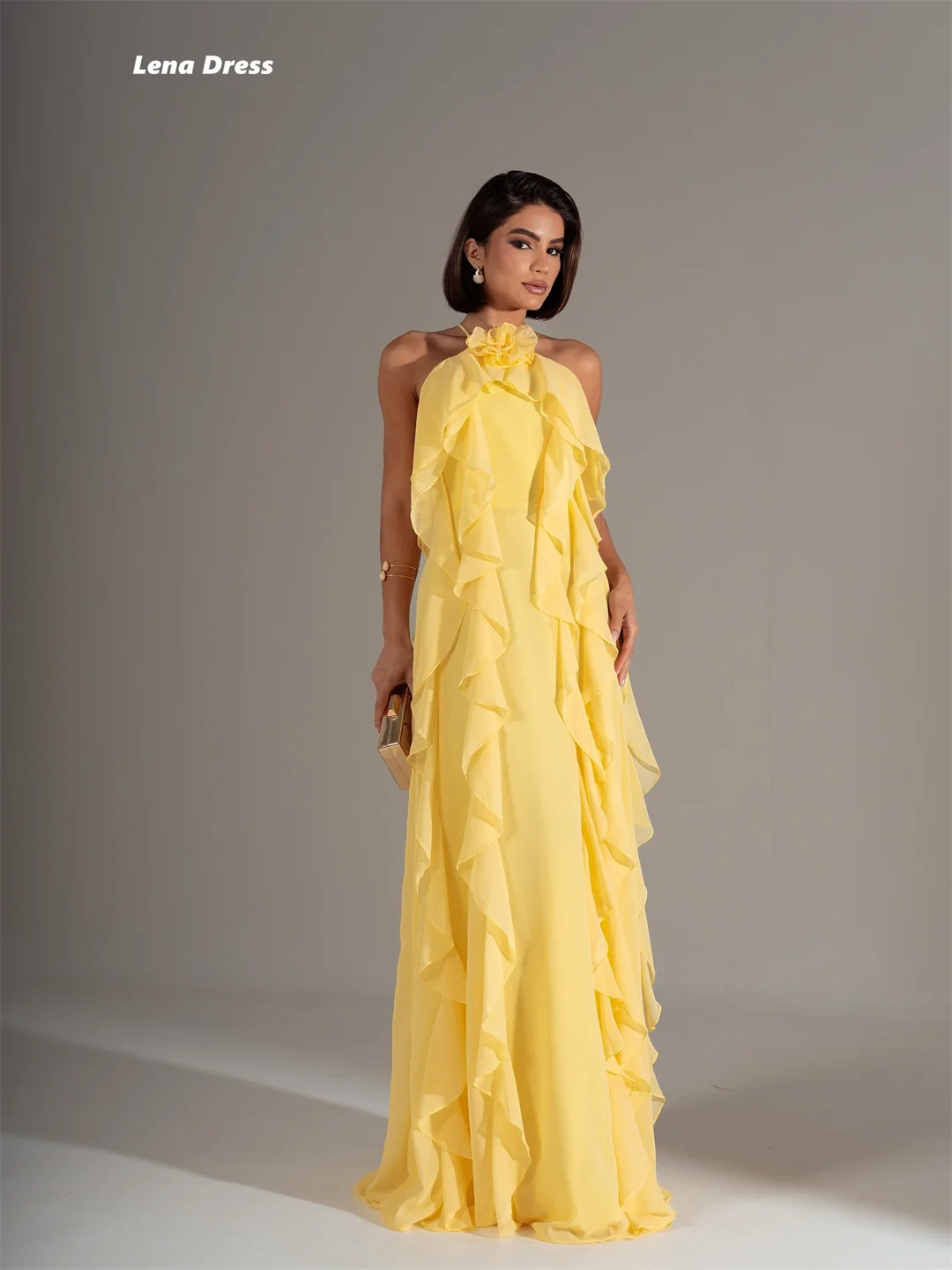 

Lena Fish Tail Prom Clothes Party Dresses Woman Flowers Side Slit Customized Sleeveless Luxury Prom Dress Women Evening Dresses