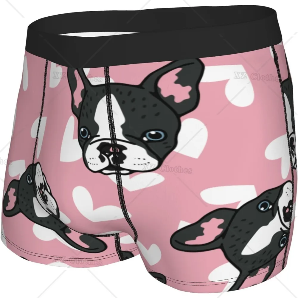 Dogs Cute Animals Pink Men's Funny Underwear Boxer Briefs Slight Elasticity Male Shorts, Novelty Stylish Gift for Men