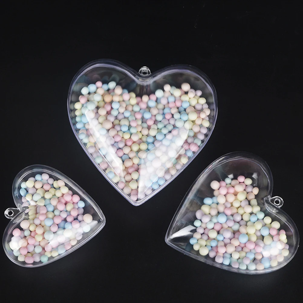 

12Pcs Fillable Transparent Heart Plastic Christmas Balls DIY Ornaments for Tree Wall Window Hanging Decoration Party