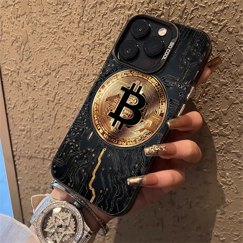 Y2K Luxury Bitcoin B Phone Case For iPhone 16 15 14 13 12 11 mini Pro Max X XR XSMAX 8 7 Plus Anti Fall Matte Back Cover