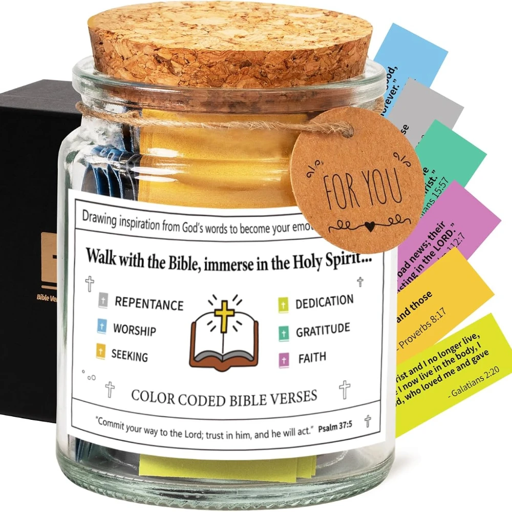 Bible Verse Jar,Christian Gifts Scripture Prayer Hope Bible Jar,Bible Verses in A Jar,Faith Based Religious Nourish Your Soul