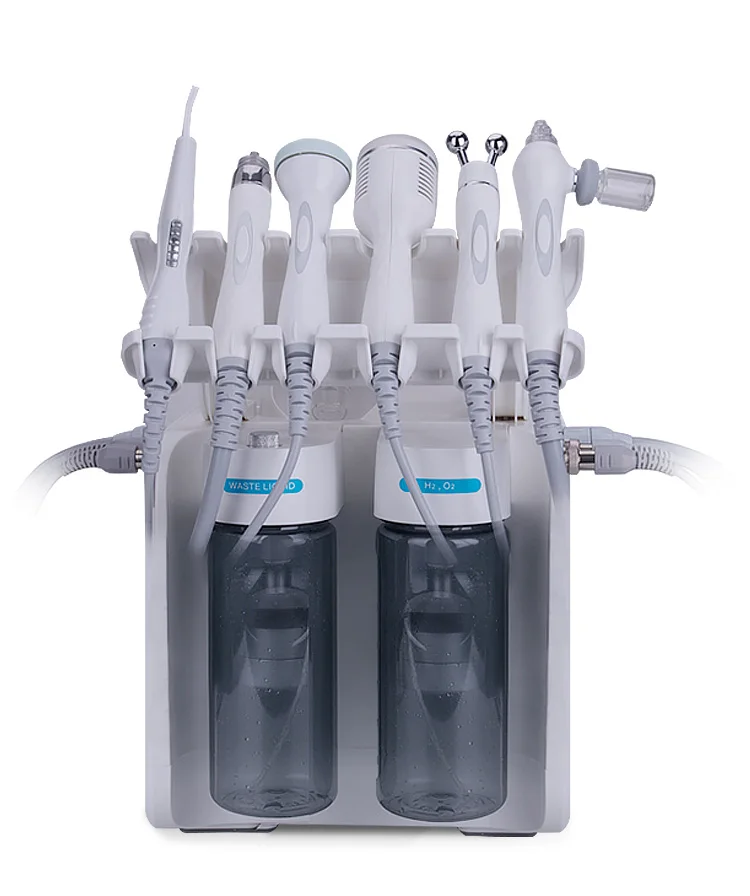 H2O2 6 in 1 Hydrogen Oxygen Hydrofacial Dermabrasion Machine Skin Peel Facial Skin Scrubber Facial Beauty Deep Cleansing Machine