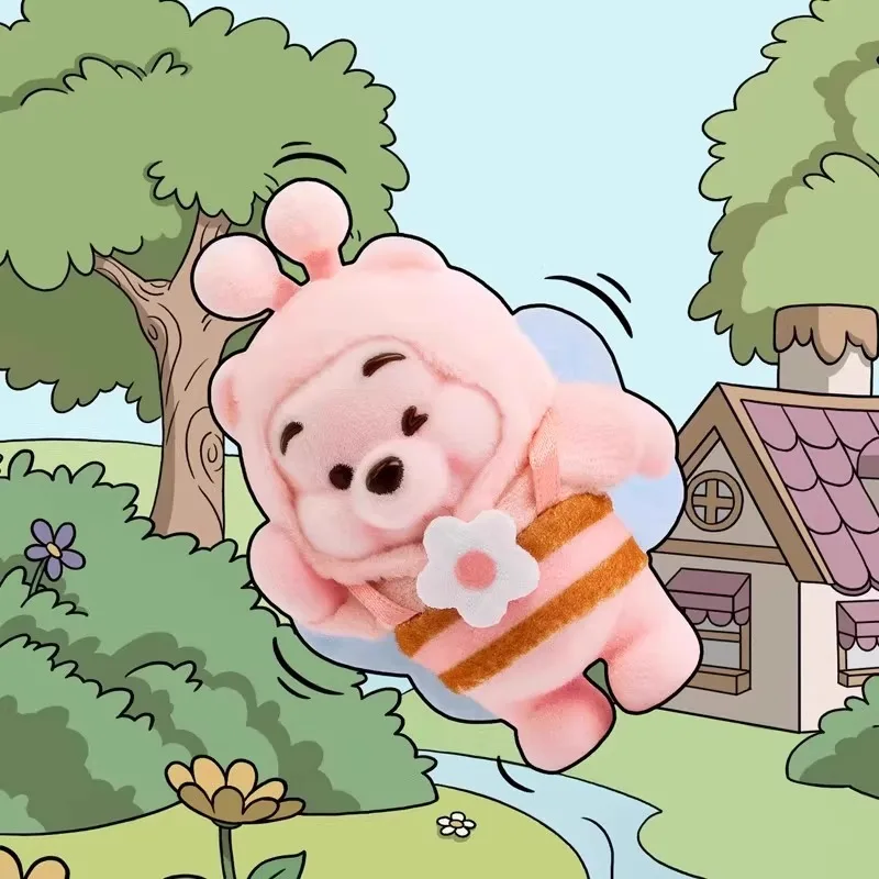 

Original Disney Winnie The Pooh Touching Garden Series Blind Box Flocking Cute Anime Figurine Winnie Decoration Dolls Toys Gifts