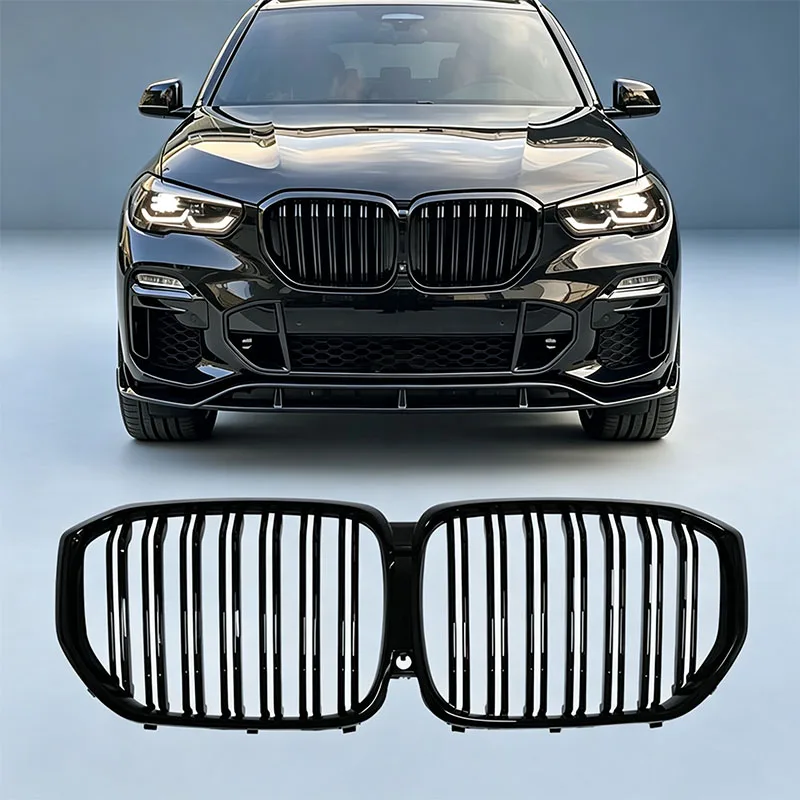 FOR BMW X5 G05 2019-2023 Double Kidney Grille With Piano Black Finish and Double-line Grille OE 51138096589