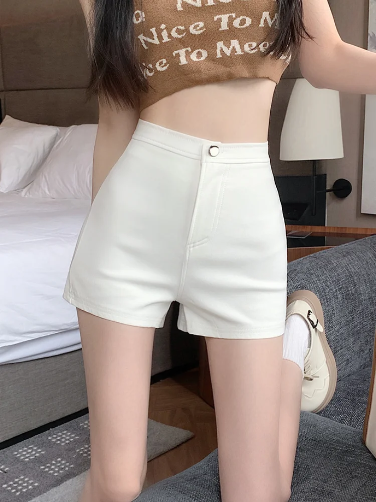 Sexy Shorts Frauen Sommer hohe Taille schlanke elastische lässige enge Hot pants koreanische Oberbekleidung Hosen weibliche Kleidung schwarz weiß