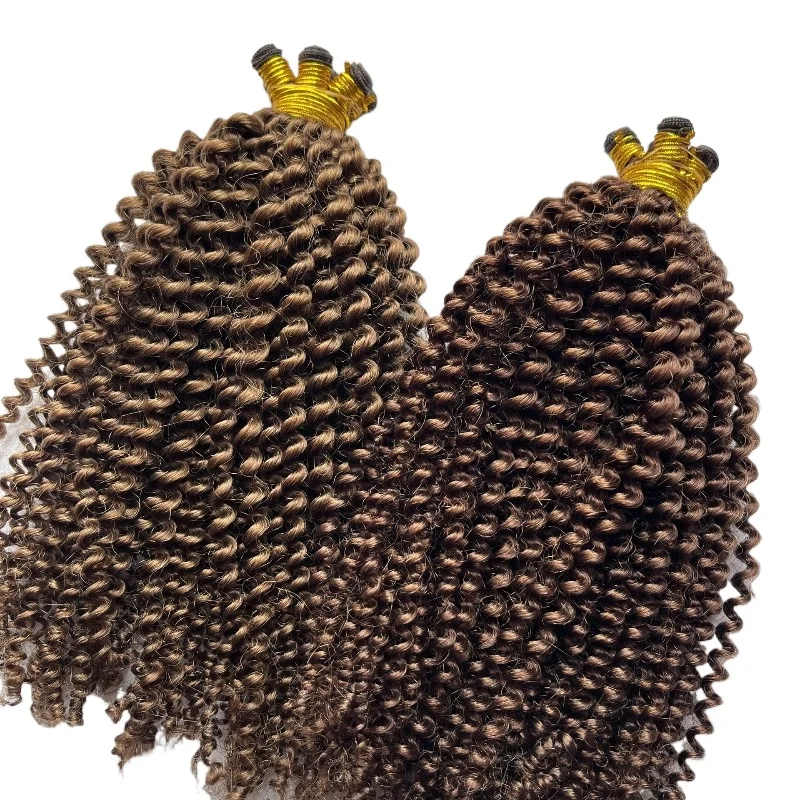 

Imitation hand-woven brown curvature combined piece thickened hair extension wig piece gray natural