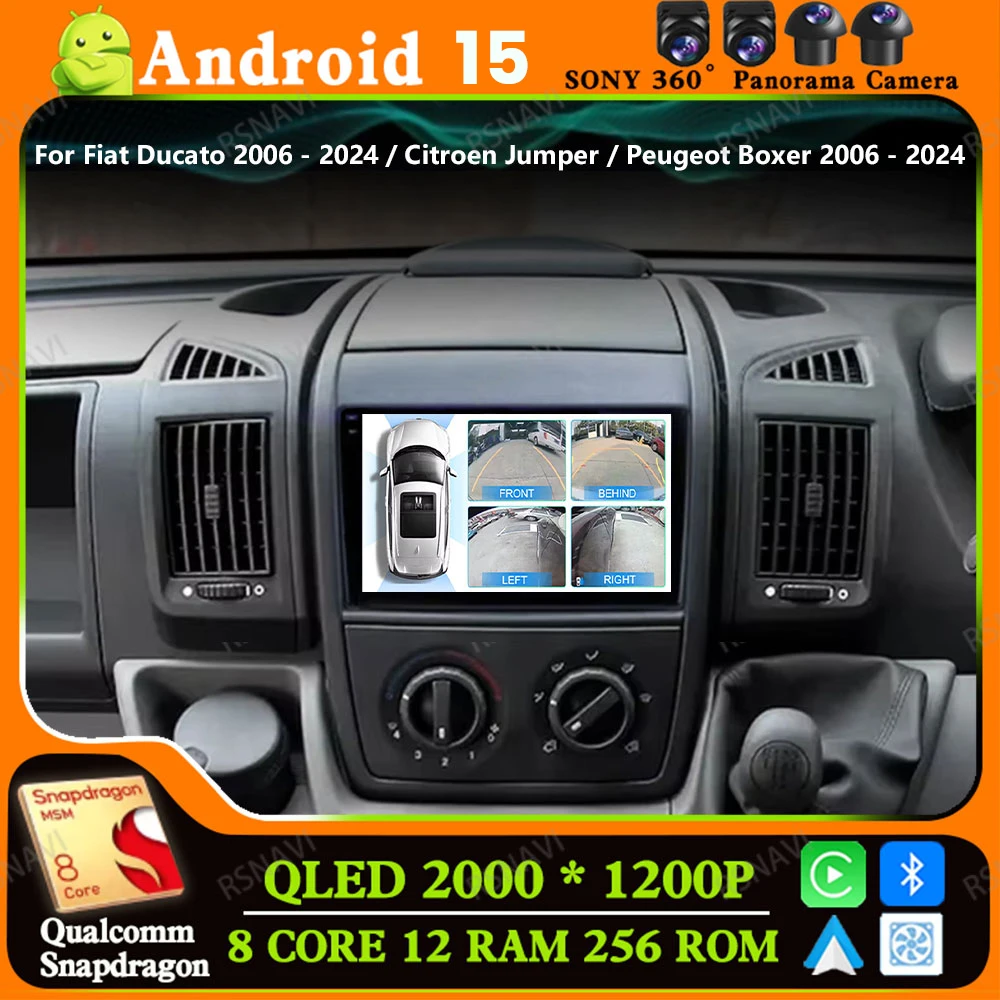

Автомобильный радиоприемник Android 15 для Fiat Ducato 2006-2024 Citroen Jumper Peugeot Boxer 2006-2024 DSP GPS Viedo Player 5G WIFI Stereo BT