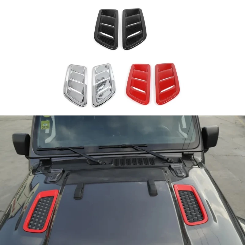 

For Jeep Gladiator JT 2018+ Car Engine Hood Air Outlet Vent Decoration Cover Sticker Accessories for Jeep Wrangler JL 2018+