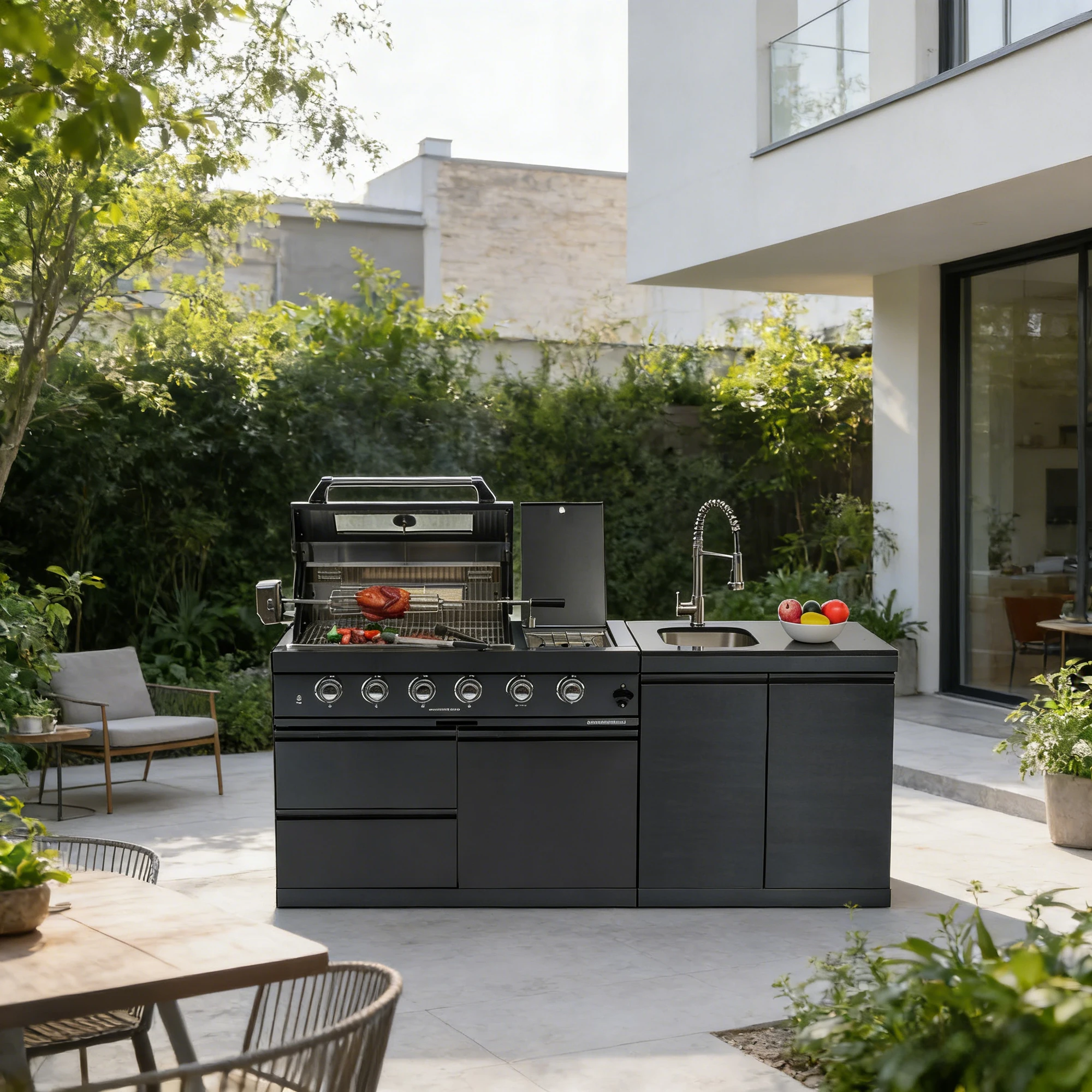 Customized Wholesale Outdoor Kitchen with Sink & Faucets Stylish Durable Set Perfect for Garden Patio Party & Outdoor Activities