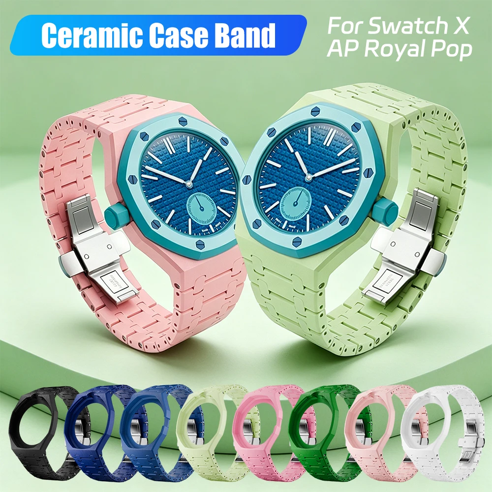 Ceramic Watch Band For Swatch x AP Royal POP Strap Case Bioceramics Modification Kit Integrated Change To Wristwatch Accessories