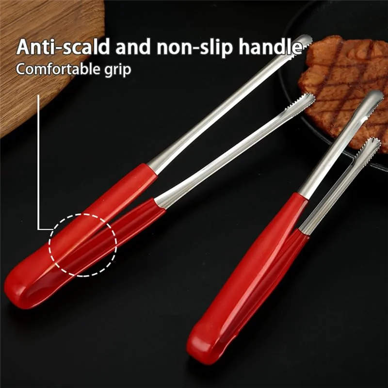 

ABLU-4Pcs Kitchen Tongs Grill Tongs,11.5 Inch And 13.5 Inch Metal Food Tongs,High Temperature Resistant Barbecue Tongs Easy Inst