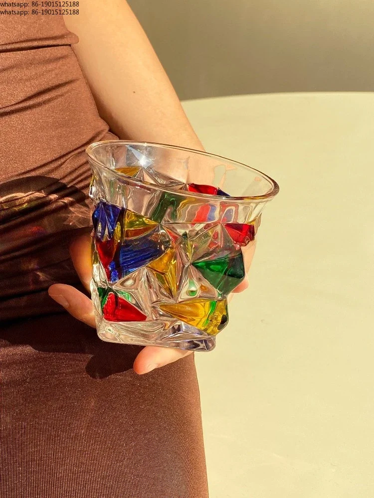 artificial-painted-glass-candy-color-decorative-household-water-cup-diamond-european-wine-cup