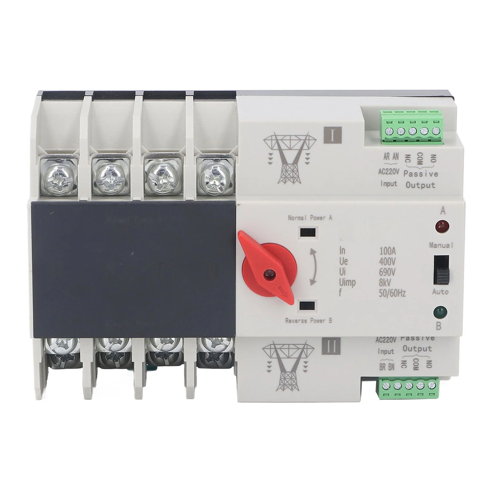 

Dual Power Automatic Transfer Switch 4P Fast Switching AC400V 100A for Home Factory