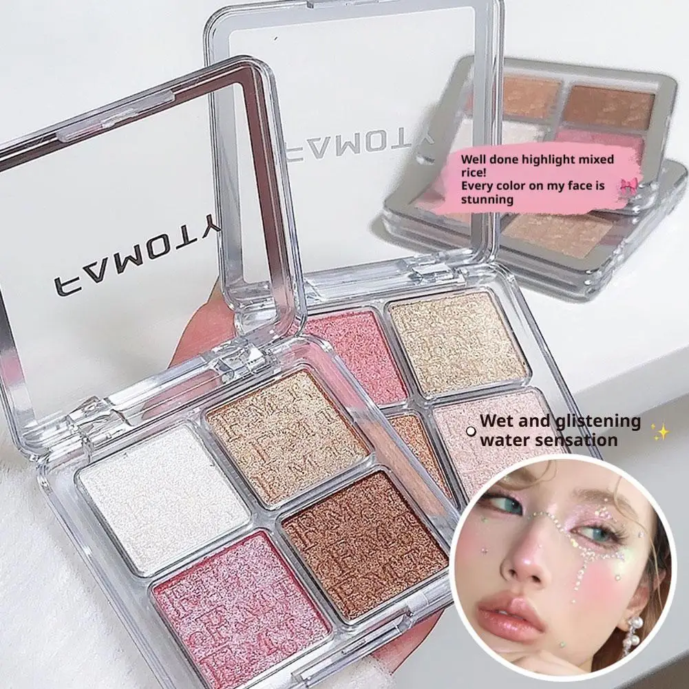 Paleta de Iluminadores de Diamante de 4 Colores, Polvo Iluminador Brillante, Paleta de Maquillaje Natural Ultraconcentrada para Iluminar