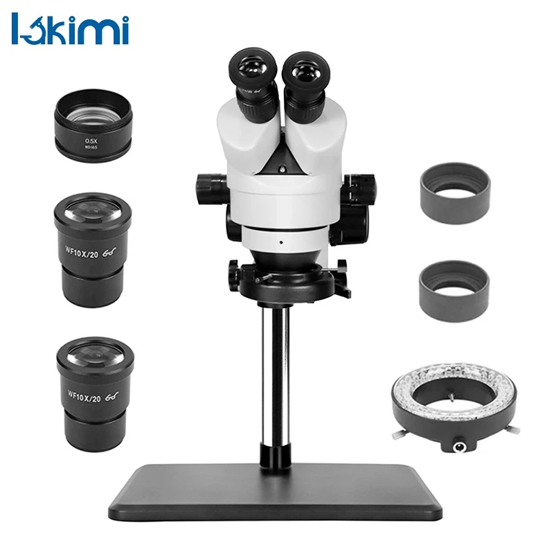 Lakimitools Binocular Stereo Zoom Microscope, 7X-45X, LED Light, Boom-Arm Stand,LK-MH03A