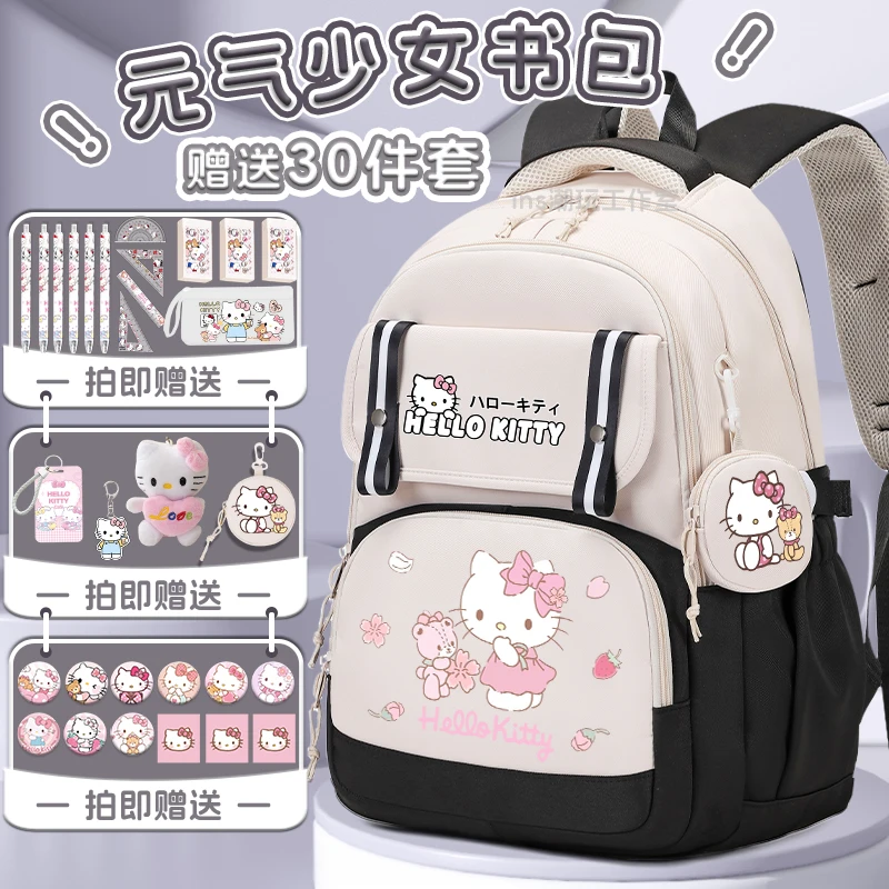 Cute Hello Kitty School Bag for Girls  New Disney Backpack for Elementary School Students Grade 3-6 Teenagers Back to Backpa